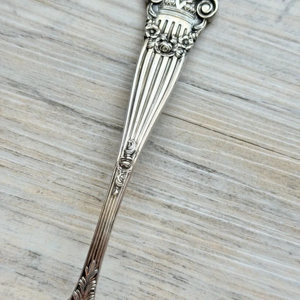 Vintage Georgian Towel Silverplate Serving Spoon Ornate Tablespoon Floral EPCA